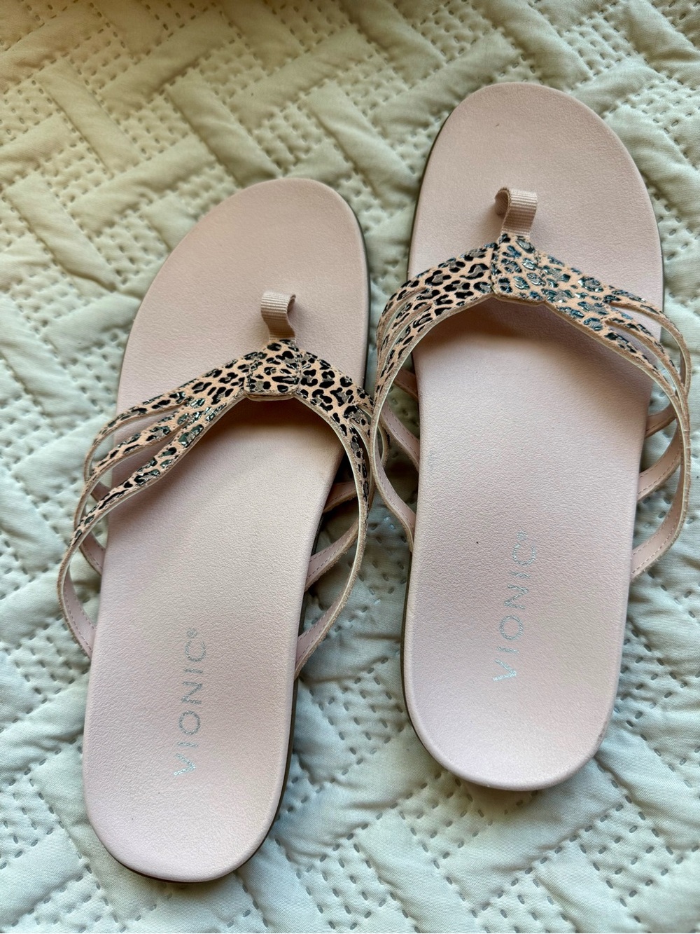 Vionic Pink Sandals with Leopard-Print Straps